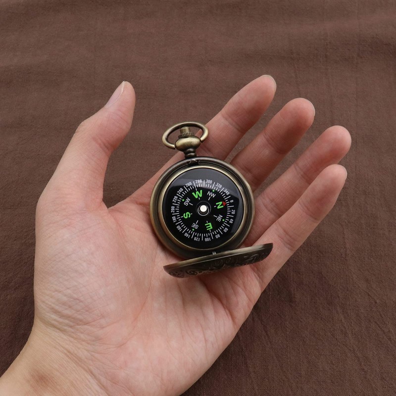 eMagTech Retro Style Portable Camping Survival Compass Metal Pocket Compass