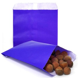 AZOWA Candy Buffet Bags Royal Blue Color 5 x 7 In Small Paper Treat Bags Pack of 100