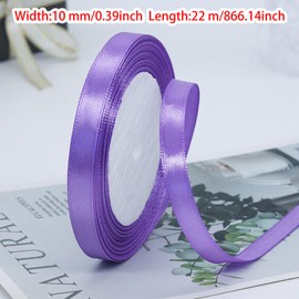 KASESSS 4 Rolls of Gift Ribbon, Purple, 22 m, Beautiful Ribbon, Satin Ribbon, 10 mm Wide, Gift Ribbon, Wedding, Crafts, Gift Ribbons for Lacing, Ribbon, Fabric Ribbon for Christmas, Wedding, Birthday
