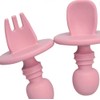 Silicone Baby Utensil Holders, Spoon and Fork Design, PINK