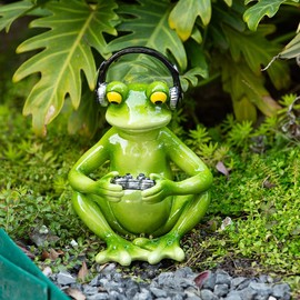 SUYNYBHF Funny Frog Playing Game Sculpture - Indoor and Outdoor Humorous Resin Decorations Suitable for Home Desk or Garden Decoration, Unique Gifts, and Birthday Gifts for Player Friends