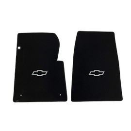 Lloyd Mats Custom-Fit Carpeted Floor Mats Premium Luxury Car Floor Liners for Chevy C/K Pickup 1967-1970 (Black, 2PC - Silver Bowtie)