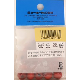 TOHO Takumi NR10-3 Wooden Beads Made in Japan, Outer Diameter: Approx. 0.4 inches (10 mm), Hole Size Approx. 0.2 inches (4 mm), Red, 20 Pieces