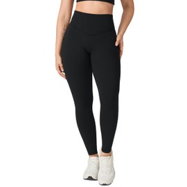 UNISSU Hugcurve No Front Seam Full Length High Waisted Workout Leggings for Women Buttery Yoga Pants Athletic Tights - 28'' Black Small