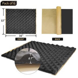 TroyStudio 3 in 1 Car Sound Deadener - 6pcs 16 X 12 X 0.7 Inches Self-Adhesive Butyl Closed Cell Foam Panel Heat Shield Automotive Noise Insulation Mat - Super Thick Sound Proofing Deadening Material