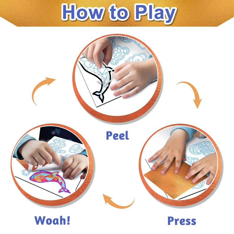 FLUXOJOY Foil Art Craft Kits for Kids, Mess -Free Fun