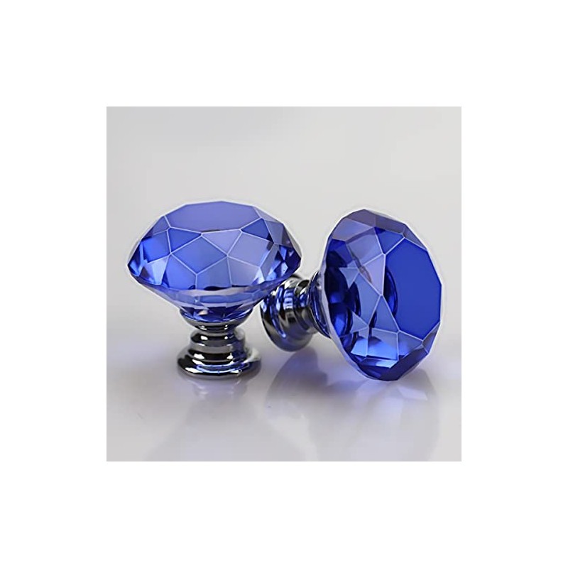 MACHSWON 2 PCS 30mm Crystal Glass Door Knobs Diamond Cut
