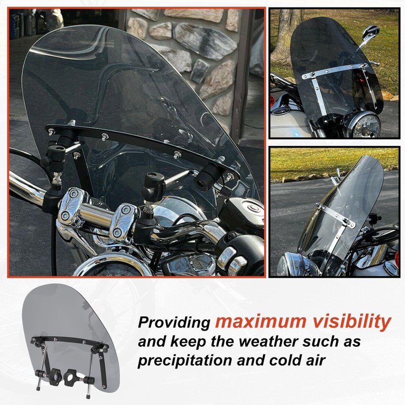 ECOTRIC Universal Tinted Windshield 18"x16" Compatible with Yamaha Honda Suzuki