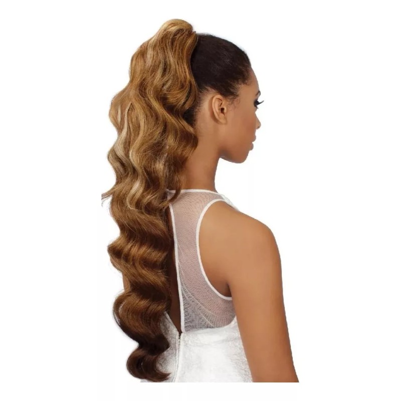 EVER HAIR Coleta Postizo 100% Fibra Human Touch Ondulada 28