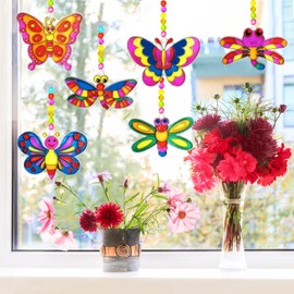Ayhuhra 30 Sets Butterfly Suncatchers Crafts Kit Dragonfly Suncatcher DIY Window Paint Art Suncatcher Kits for Classroom Spring Summer Easter Party Activities Art Project Party Favors (Butterfly)