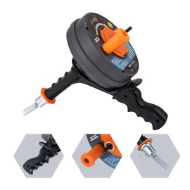 KATSU Tools Drum Auger Plumbing Snake Wire 6.35mm x 7.5m, Use Manually or Drill Powered, Drain Clog Unblocker Auger, for Kitchen Sink, Bathtub and Drainage Pipe 318712