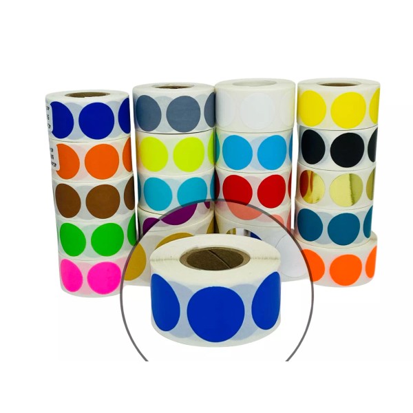 Labels and More 1" Round Navy Blue Prime Color coded