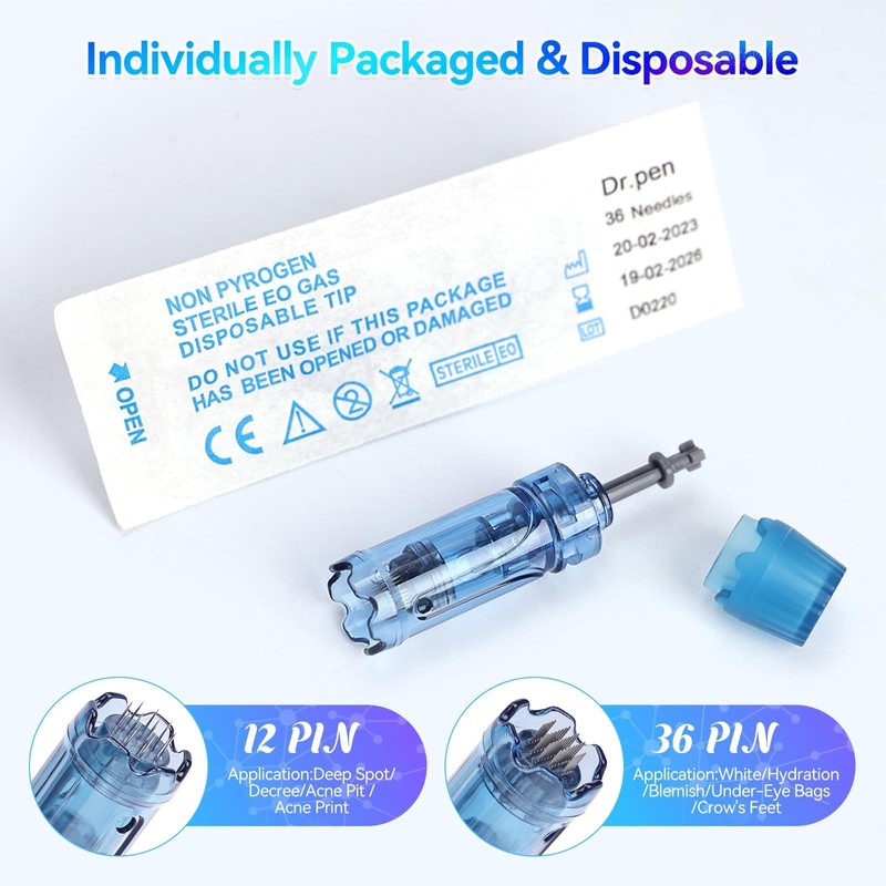 5Pcs Dermapen Cartridges for Dr.Pen A9/M8S/A8S, 5 Pieces/Pack (18pin-5pcs)