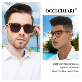 OCCI CHIARI XL Sunglasses with Readers for Men Large Head Comfortable Sun Reading Glasses 1.0 1.25 1.5 1.75 2.0 2.25 2.5 2.75 3.0 3.5(1.25x Brown)