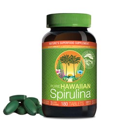 Nutrex Hawaii, Pure Hawaiian Spirulina - 1000 mg Tablets - Hawaiian Grown Natural, Nutrient Rich Superfood - Immune Support, Detox & Energy – Vegan Complete Protein, Non-GMO, Original, 180 Count