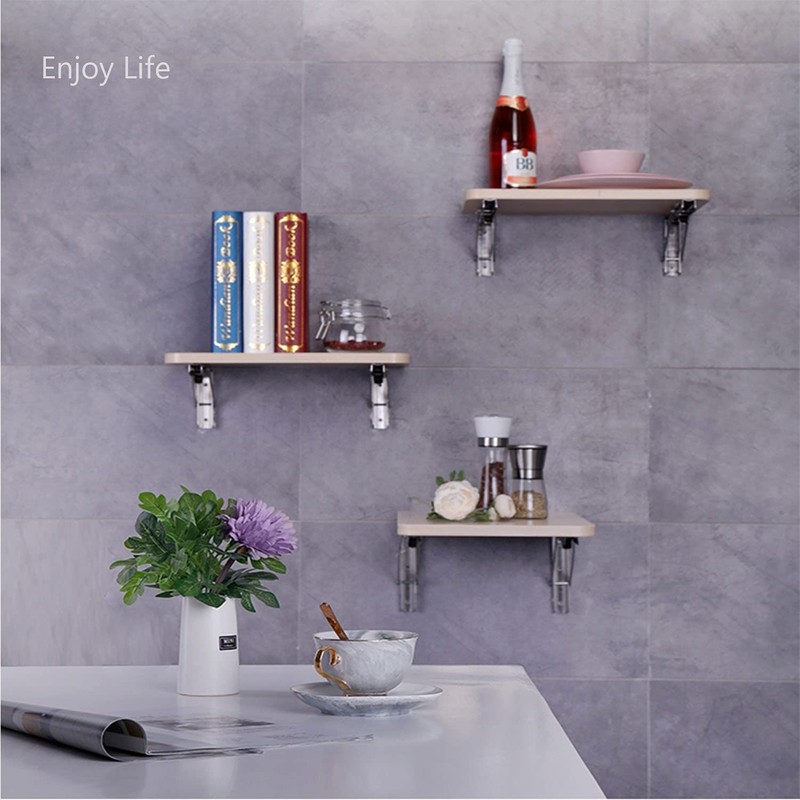 Folding Shelf Brackets 12 Inches, Heavy Duty Stainless Steel Collapsible