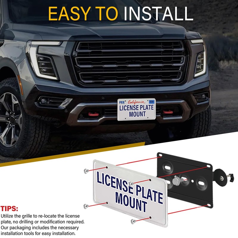 Anti-Theft License Plate Holder Compatible with GMC Yukon 2015-2025 (5th