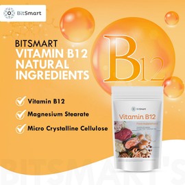 Bitsmart Vitamin B12 Tablets 1000mcg Methylcobalamin 60 Tablets - High Strength Vitamin B12 Tablets Enhance Energy - Natural Boost