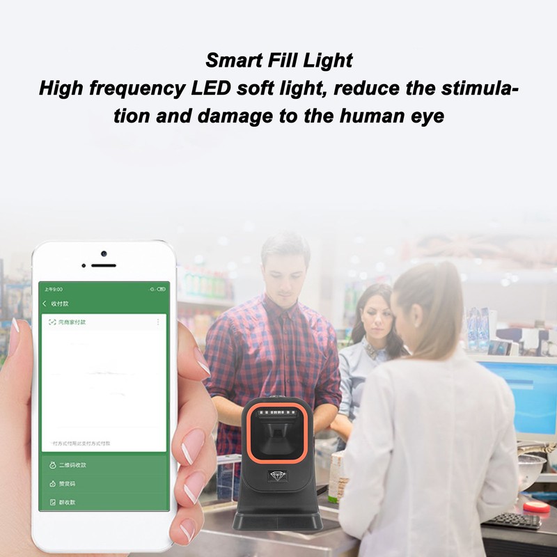 1D 2D Desktop Barcode Scanner Automatic Sensing QR Code Reader