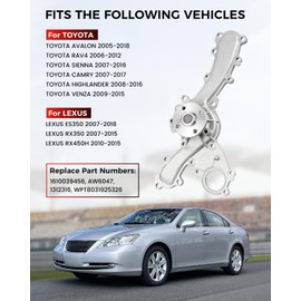 Btongint Water Pump Kit + Gaskets. Suitable for vehicles akin to 2005-2018 Toyota Camry/Avalon/Highlander/RAV4/Sienna/Venza & 2007-2018 Lexus ES350/RX350/RX450h with 3.5L V6 engines