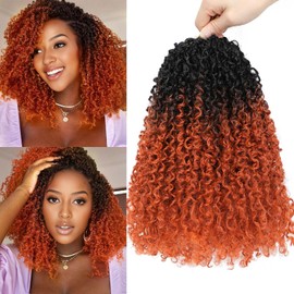 Aksice 10 Inch 8 Packs Yanky Twist Crochet Hair for Women Pre-looped Mini Twist Hair Bohemian Passion Twist Crochet Hair Boho Crochet Braids Synthetic (1B/Pumpkin)