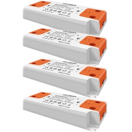 LED Transformer LED Transformer 1-15 W 230 V to 12 V LED Driver Power Supply, No LED Flicker, No Transformer Noise, LED Low Voltage Transformer for G4 MR16 GU5.3 LED Halogen, Pack of 4