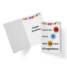 Karto Funny 90th Birthday Card for Men Women - Large 5.5x8.5 inch 90 Years Old Birthday Cards for Him Her - Experience