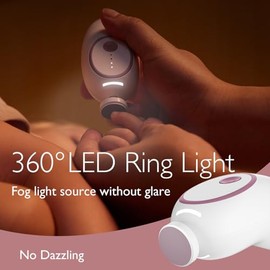 Momcozy - Lima de Uñas Para Bebé, Eléctrica, Recargable, Cortaúñas para Bebé, Con Luz Nocturna, 7 Almohadillas para Orejas de Repuesto para Cabeza de Molienda, Color Rosa