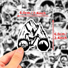 50-Pack Black White Outdoor Adventure Stickers – Waterproof Vinyl Decals with Camping, Nature, Wildlife, Travel Decals for Laptops, Water Bottles, Scrapbooks, Art Projects