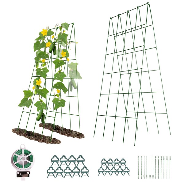 2 Packs Cucumber Trellis Foldable A Frame Metal Trellis with