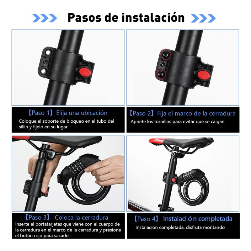 Candado Combinación Impermeable Para Bici/moto 1.5m Negro