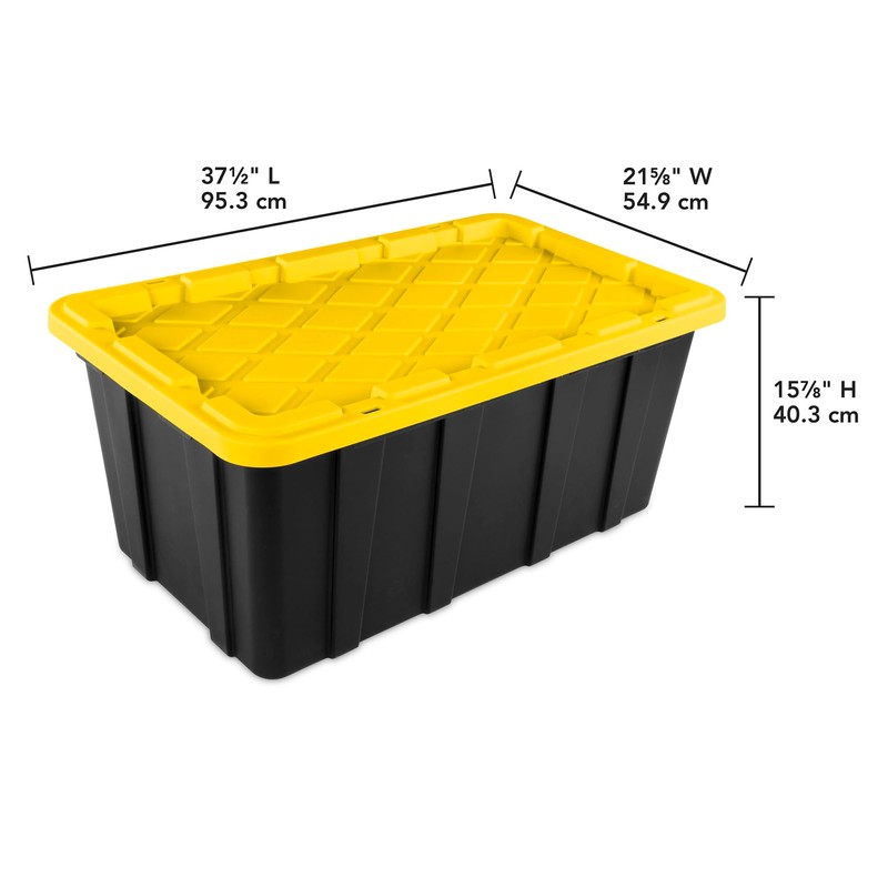 Sterilite 4-Pack Industrial Tote, Plastic Storage Container Bins with Lids,