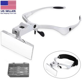 Unbranded LED Jewelers Head Headband Magnifier Illuminated Visor Magnifying Glasses Loupe