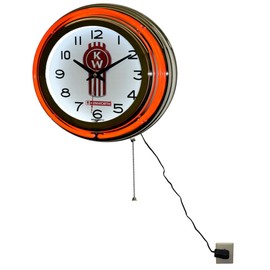 KW Kenworth Truck Red Double Neon Advertising Clock Wall Decor