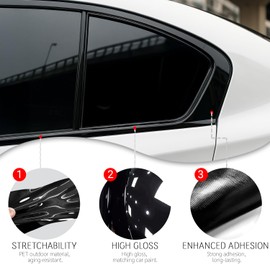 iwannachange Side Window Chrome Delete Vinyl Wrap Overlay fit for 2013 2014 2015 2016 2017 Honda Accord Sedan Accessories with Blackout Film Gloss Black Kits