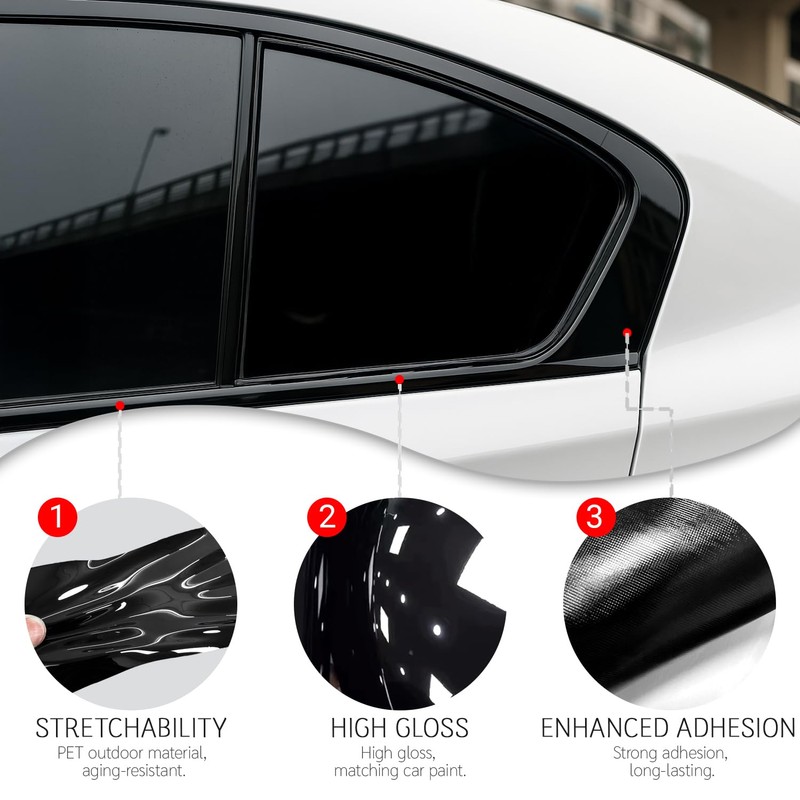 iwannachange Side Window Chrome Delete Vinyl Wrap Overlay fit for