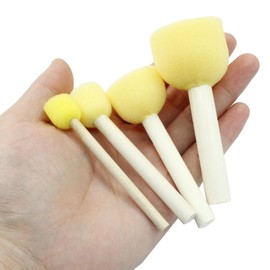 Marvexi 40 Pcs Round Sponge Brush Paint Set 4 Assorted Sizes Foam Sponge Wood Handle Paint Brush Set for Painting Crafts, DIY Painting Tools(4 Sizes)