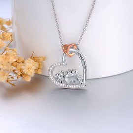 Seiyang Mama Bear Necklace with 5 Cubs 925 Sterling Silver Mother Daughter Son Necklace Polar Bear Pendant Mother Day Jewellery Gift for Women Mom