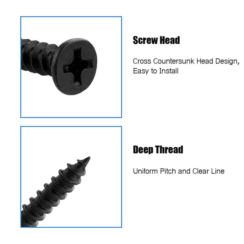 STARVAST 100pcs Phillips Modified Truss Head Wood Screws, Black Stainless