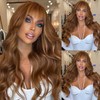 CoCrowns Wig with Bangs Long Wavy Wigs for Women Long