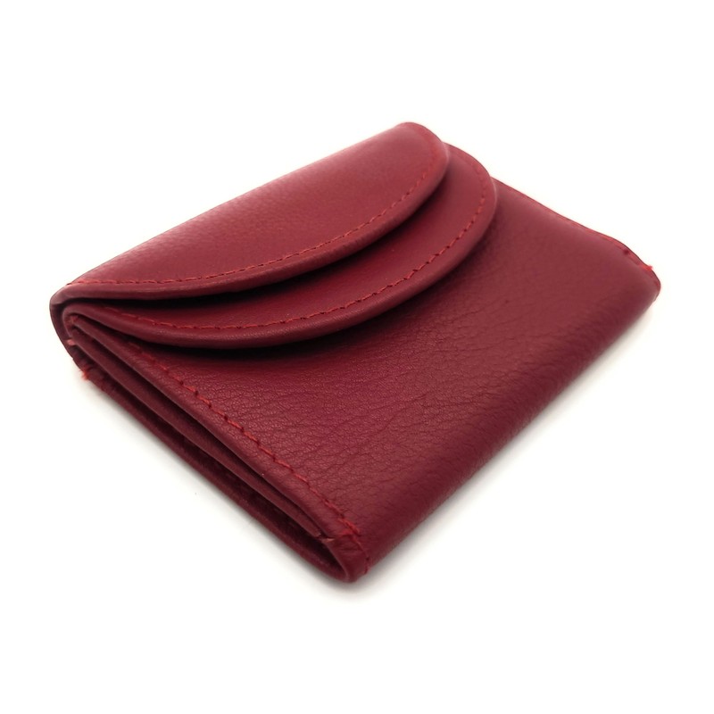 Genuine Leather Mini Purse Changing Purse Holiday Purse Red, cherry,