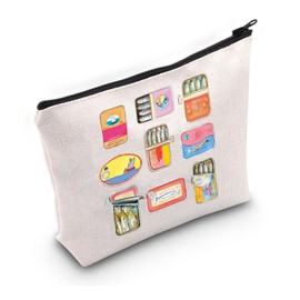 PWHAOO Sardine Lover Gift Tinned Sardines Makeup Bag Sardine Eater Cosmetic Bag Foodie Gift Tinned Fish Lover Gift (Tinned Sardines M)