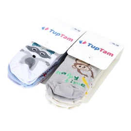 TupTam Children's Socks Colourful Patterned Pack of 6 for Girls and Boys - 19-22