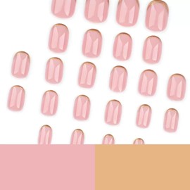 JIADAOMN Press On Nails, Soft Gel Press On Nails Medium with Nail Glue, 12 Sizes - 24 Reusable Fake Nails Kit Cream Almond