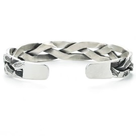 Kim Carrey S925 Sterling Silver Bracelet, Open Bangle Cuff Design, Men's Gift Jewelry for My Man (Braided Fish)