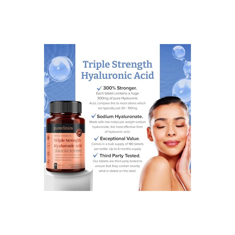 Pureclinica Triple Strength Hyaluronic Acid Supplement C 300mg Per Tablet