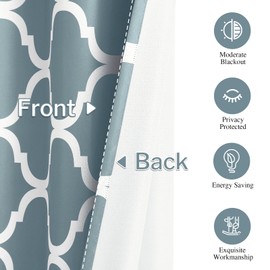 Melodieux Moroccan Fashion Thermal Insulated Room Darkening Blackout Grommet Curtains for Living Room, 42 by 63 Inch, Dusty Teal (2 Panels)