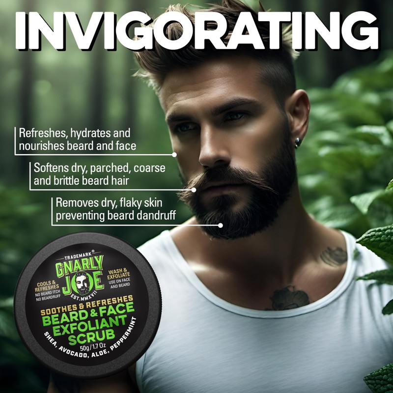Gnarly Joe Refreshing Peppermint Beard and Face Exfoliant, Wash and