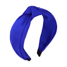 Amariver Royal Blue Headband Knotted Wide Headband for Women Top Knot Hair Band Non-slip Head Band Soft Royal Blue Hair Accessories for Women Girls