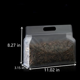 26Pack Frosted Translucency Plastic Flat Bottom Storage Bags with Carry Handle for Holding Food,Sealing Zipper Packaging Things Containers Convenient and Portable to Outing (11.02x8.27")